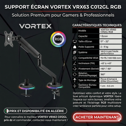 Support Écran  VORTEX (1 écran) avec Éclairage RGB